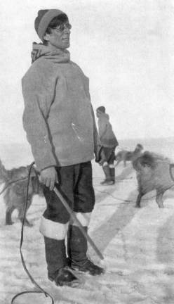 Knud Rasmussen preparing for a dogsled expedition. Photo by Den Store Slaederesje