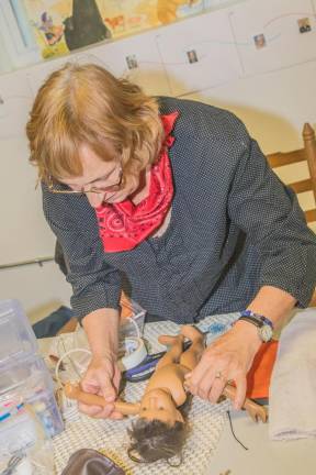 A doll being patched up at a New Paltz Repair Cafe, the first of the region’s many.