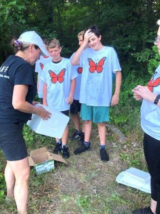 Turning lawns into lifelines Volunteer Kelly Spranger enlisted the help of the Jr. National Honor Society to water new seedlings and build bird boxes in 2020. Boys included Will Sandak, Francesco Stillo, Logan Saari-Poznanki, Chris Chacko and Chris Ahart.