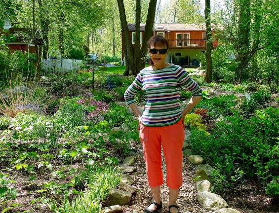 Mireille Munnelly in her garden