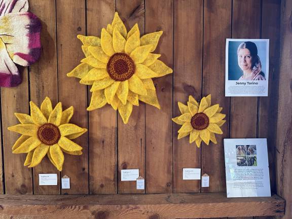 Zen and the art of felting a sunflower The art show at AOOA Farm in Goshen.