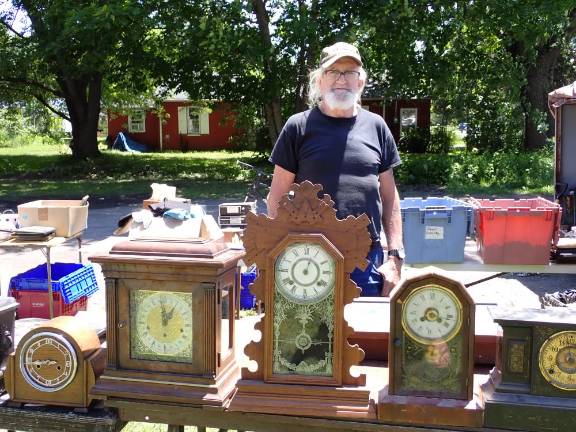 Bob sells old clocks and other vintage bric-a-brac he’s collected roadside in Milford, PA.