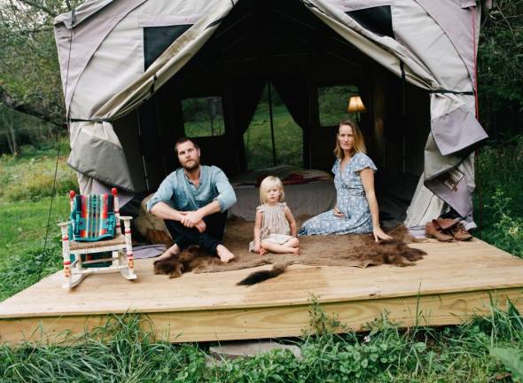 The buffalo skin, called Freedom, was the pelt from the animal Rebecca and Matt served at their wedding. Wherever they go, it goes with them them.