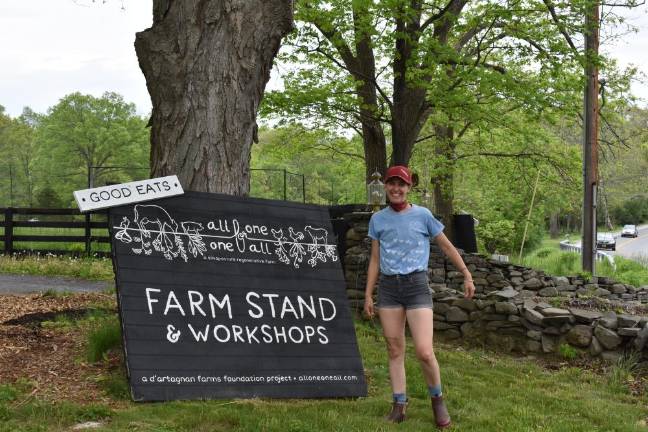 Alix, an architect, hand-painted all the farm signage herself.