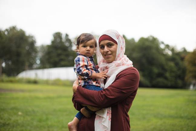 Diane Aboushi with son Saluhadeen, 1