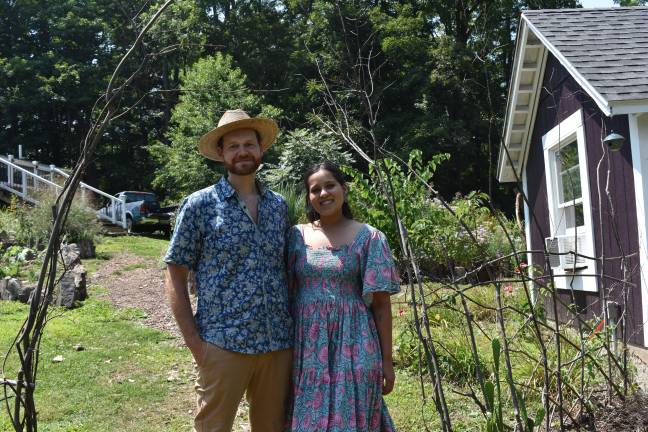 ‘The land wants to be visited’ Patrick Scott and Soham Dhesi on the day of the Kitchen Garden Tour in August, which they entered for the first time and won.