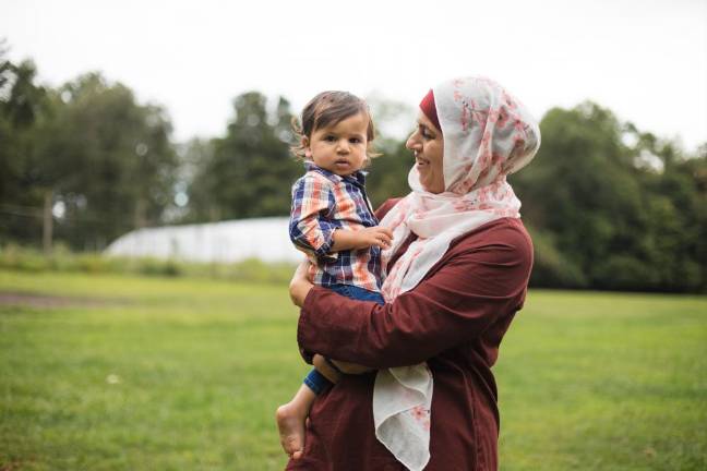 Diane Aboushi with son Saluhadeen, 1