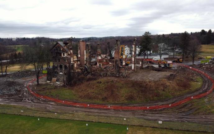 Bennett School in mid-phase demolition.