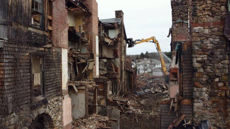 Bennett School in mid-phase demolition.