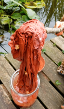 One of Reynolds' custom Texas-grown cotton t-shirts dyed in a mixture of dirt, salt and roses.