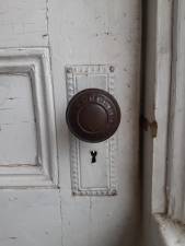 We have to use a key to let ourselves out, but those doorknobs are some of my favorite things about our 93-year-old farmhouse.