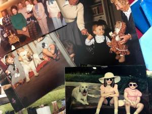 The writer as a young girl. Boxes of family photos narrowly averted death by basement leak and are now backed up.