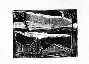 Stewart built himself a bed out of branches found in the gorge, the first piece of furniture he’d ever built.