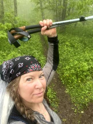 Heskett coming off the trail after her first solo hike.