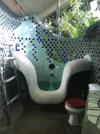 The bathtub in Phoenix Earthship model, available for ovenight rental.