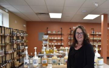 Cindy Allyn in her brand-new refill store, the Sustainafillery, in Florida, NY.