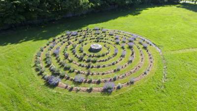 The labyrinth garden behind Sugar Loaf Mountain Herbs
