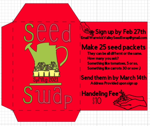 The flier for a seed swap that gardener Nicole Hixon, of Warwick, hosted this spring.