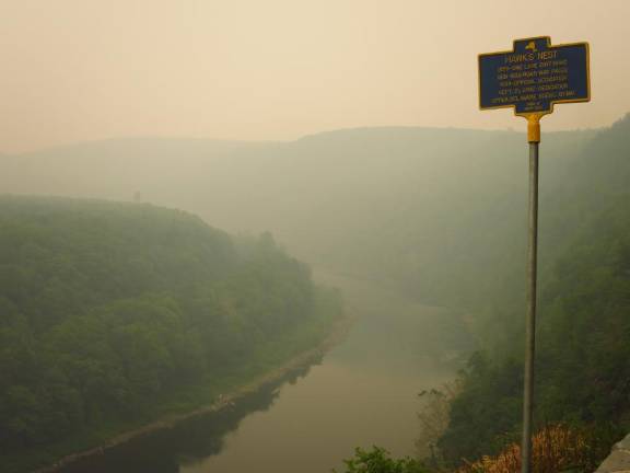 The Delaware River blanketed in smog from Canadian wildfires on June 7, less than a month after the pandemic was officially declared “over.”