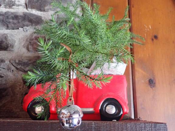 The truck-tree in its spot on the mantle.