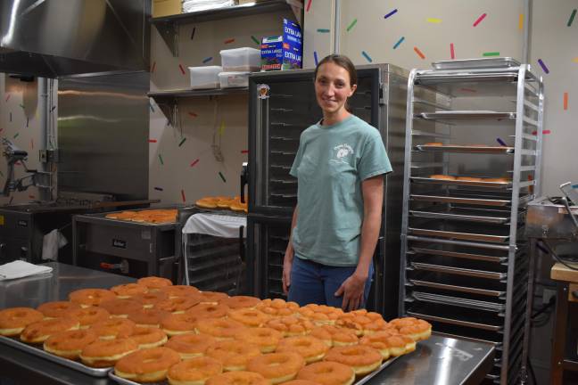 Yvonne Brennan in the upstairs kitchen of her sourdough bakery in Milford, Pa.