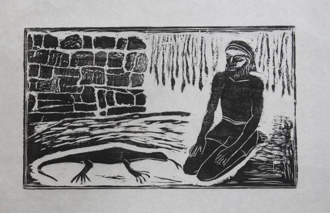 ‘Slowly, but deliberately, he stepped onto the mat, came up to me and ever so lightly touched one of my knees with his telling tongue.’