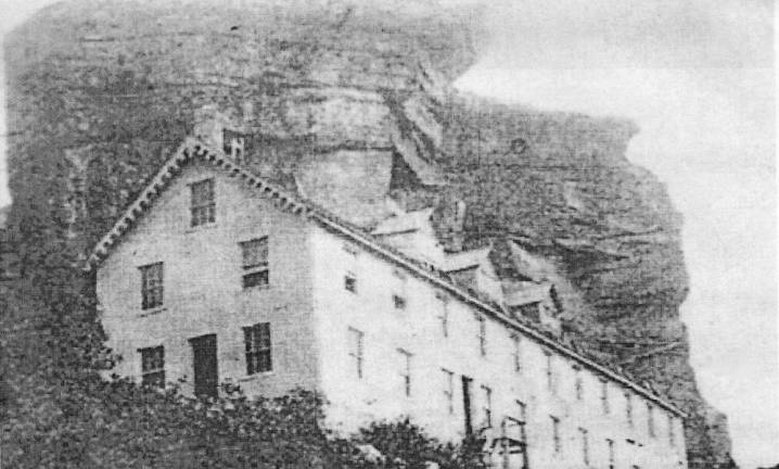 Sam’s Point Mountain House circa 1860. The inn’s rear door led to a set of stone stairs ascending the bluff.