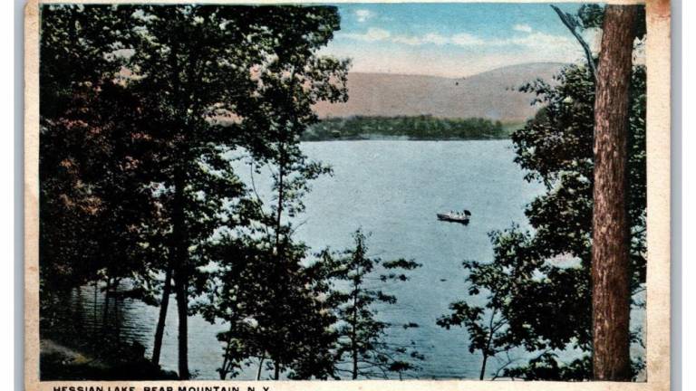Hessian Lake, pictured in an old postcard, was known for a time as Bloody Pond.