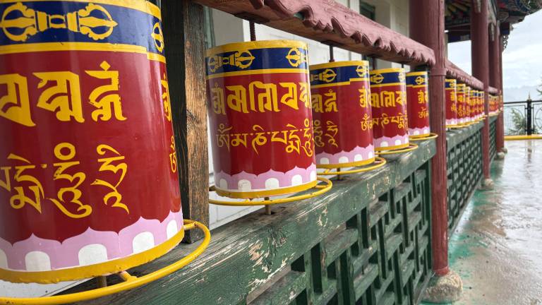 Buddhist prayer wheels at Aryabal Meditation Temple in Gorkhi-Terelj National Park, Mongolia